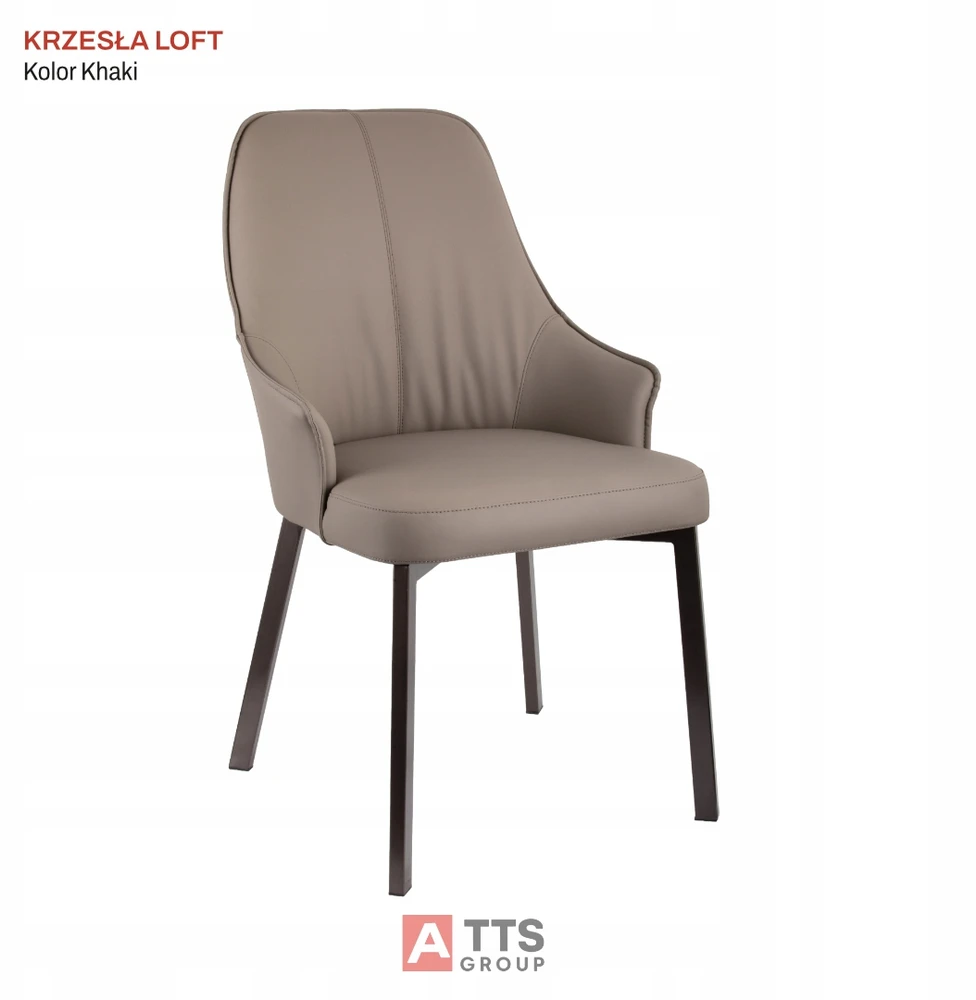ATS Loft chaki minkšta kėdė svetainė valgomajam su metalinėmis kojomis