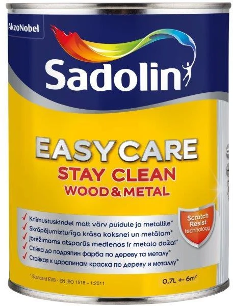 Atsparūs įbrėžimams emaliniai dažai SADOLIN EASYCARE WOOD&METAL