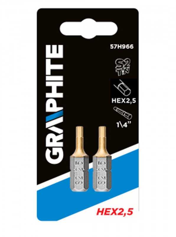 Atsuktuvas kryžminis GRAPHITE HEX2.5 25mm 1/4" 2vnt.