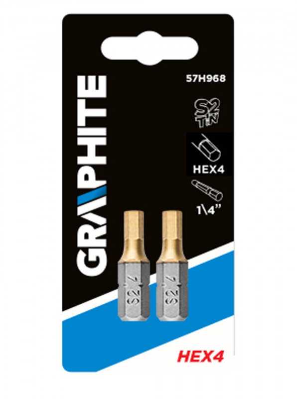 Atsuktuvo antgaliai GRAPHITE HEX4 25mm 1/4" (2 vnt.)
