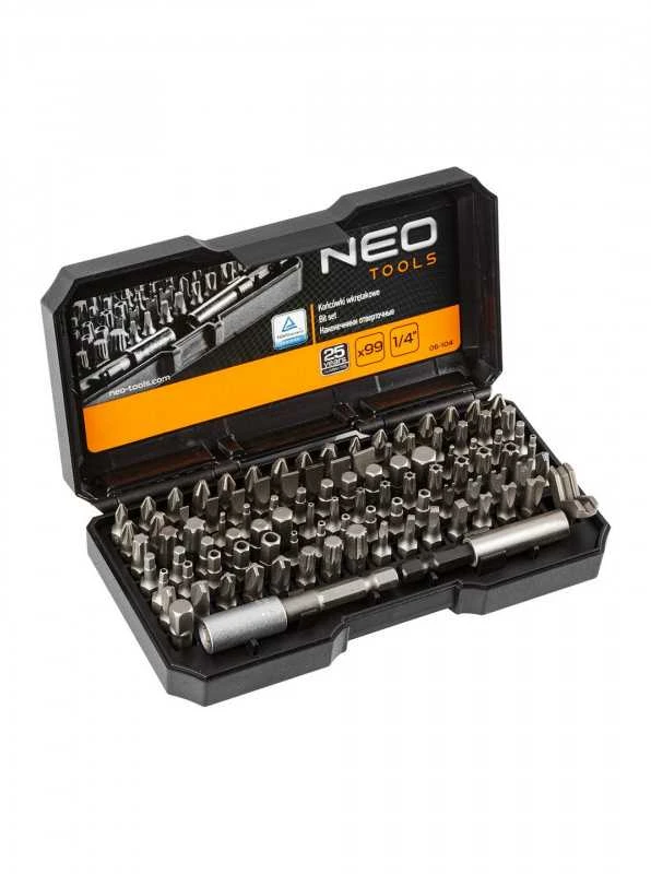 Atsuktuvų antgalių rinkinys NEO 99 vnt., 1/4"