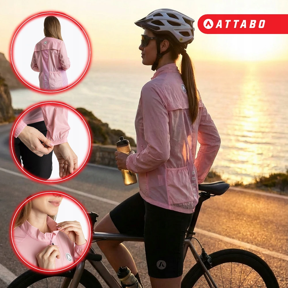 ATTABO Cahayo Jacket Neperpučiama moteriška dviratininko striukė, rožinė M