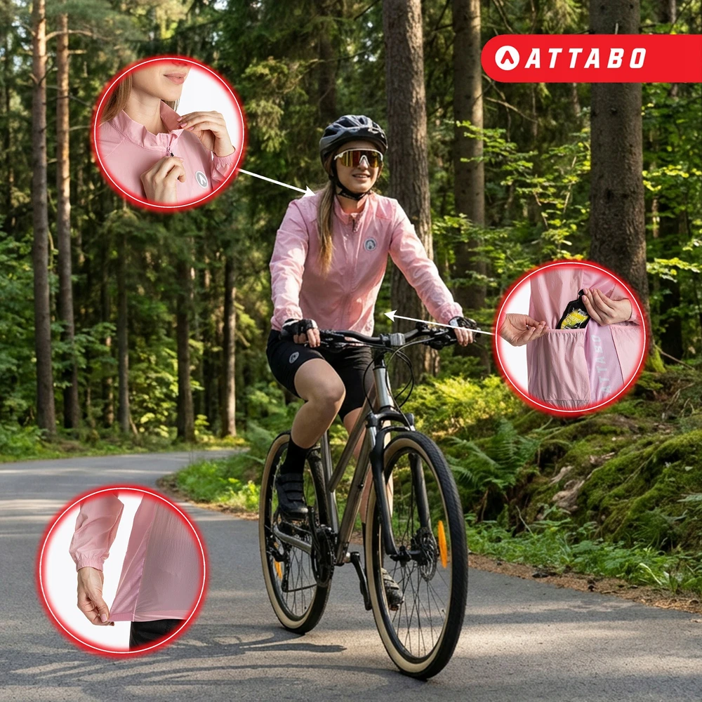 ATTABO Cahayo Jacket Neperpučiama moteriška dviratininko striukė, rožinė M