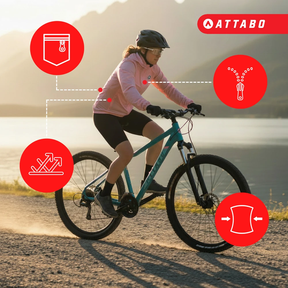 ATTABO Cahayo Jacket Neperpučiama moteriška dviratininko striukė, rožinė M