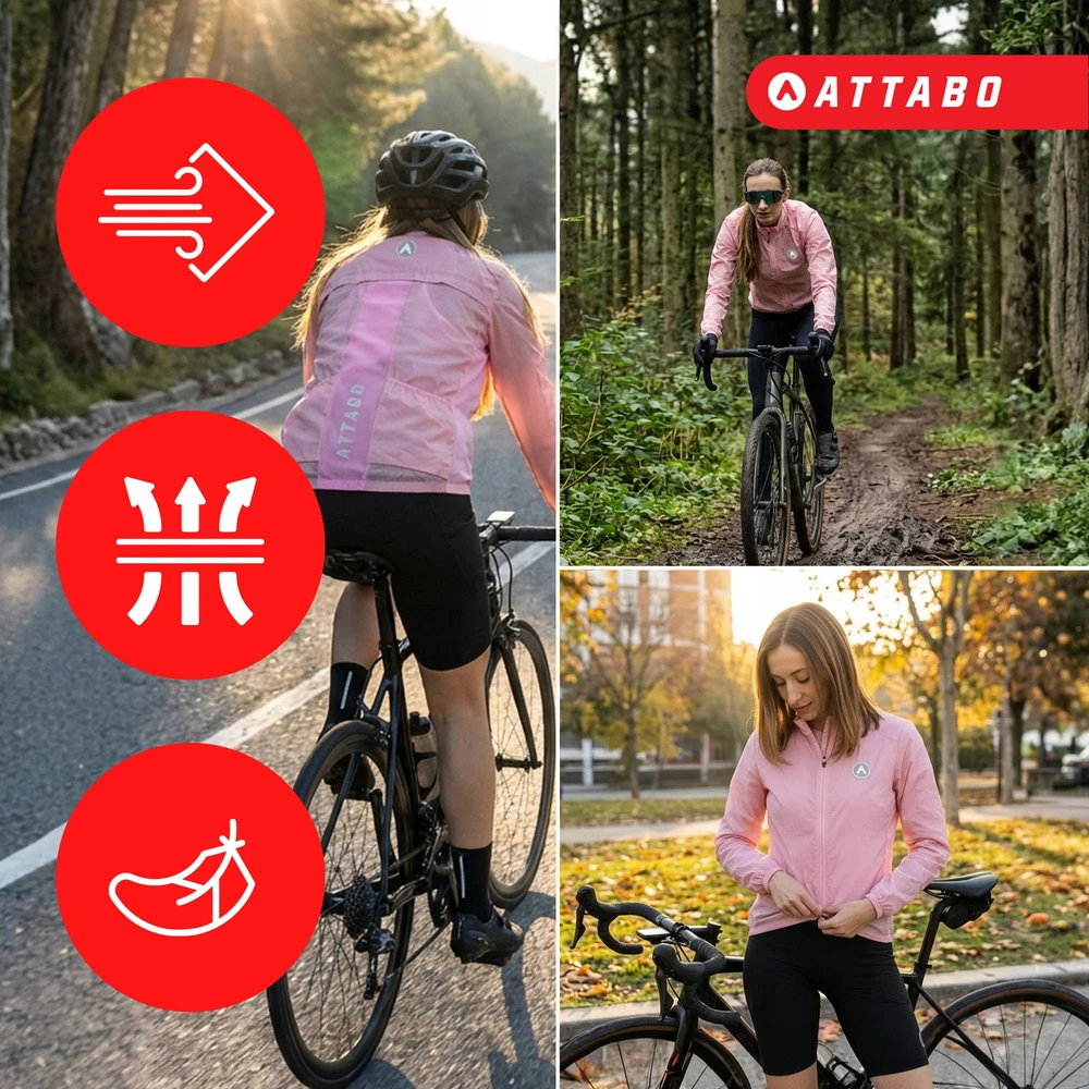 ATTABO Cahayo Jacket Neperpučiama moteriška dviratininko striukė, rožinė M