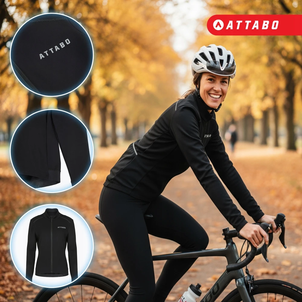 ATTABO FLEERO REF moteriškas dviratininkų megztinis, izoliuotas, juodas, XL