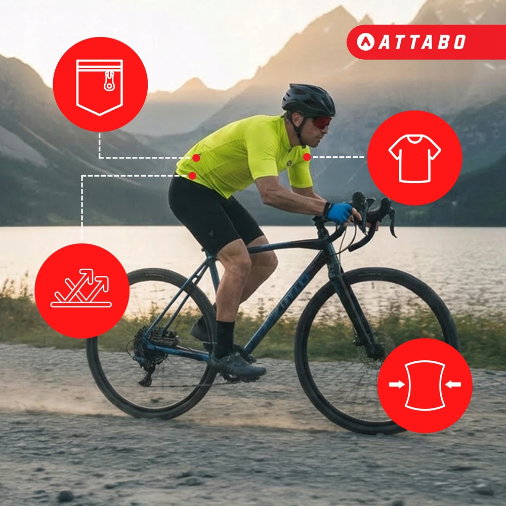 ATTABO Setvi vyriški dviračių marškinėliai, žalia, XL SLIM FIT LIGHTWEIGHT kvėpuojanti