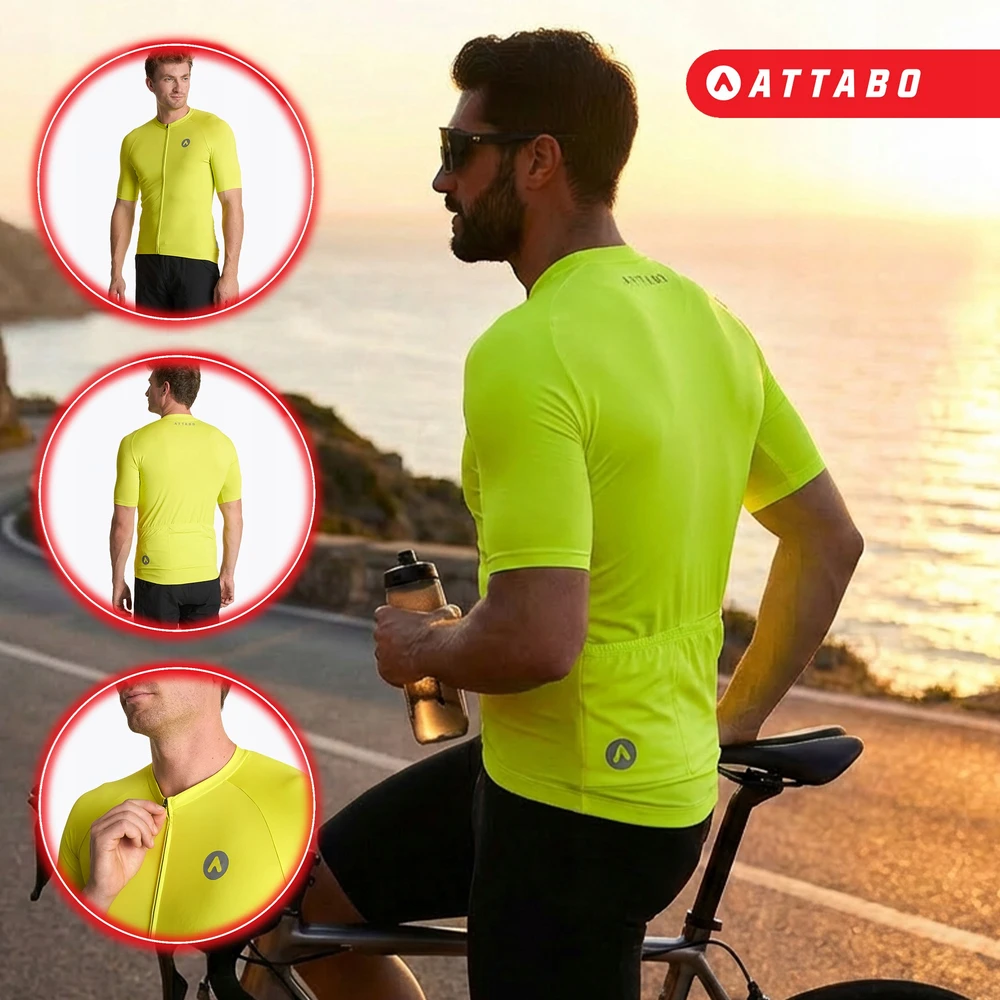 ATTABO Setvi vyriški dviračių marškinėliai, žalia, XL SLIM FIT LIGHTWEIGHT kvėpuojanti