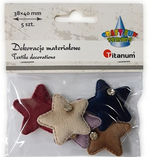 Audinio papuošalas Žvaigždės su kristalais mišinys 5vnt - Titanum