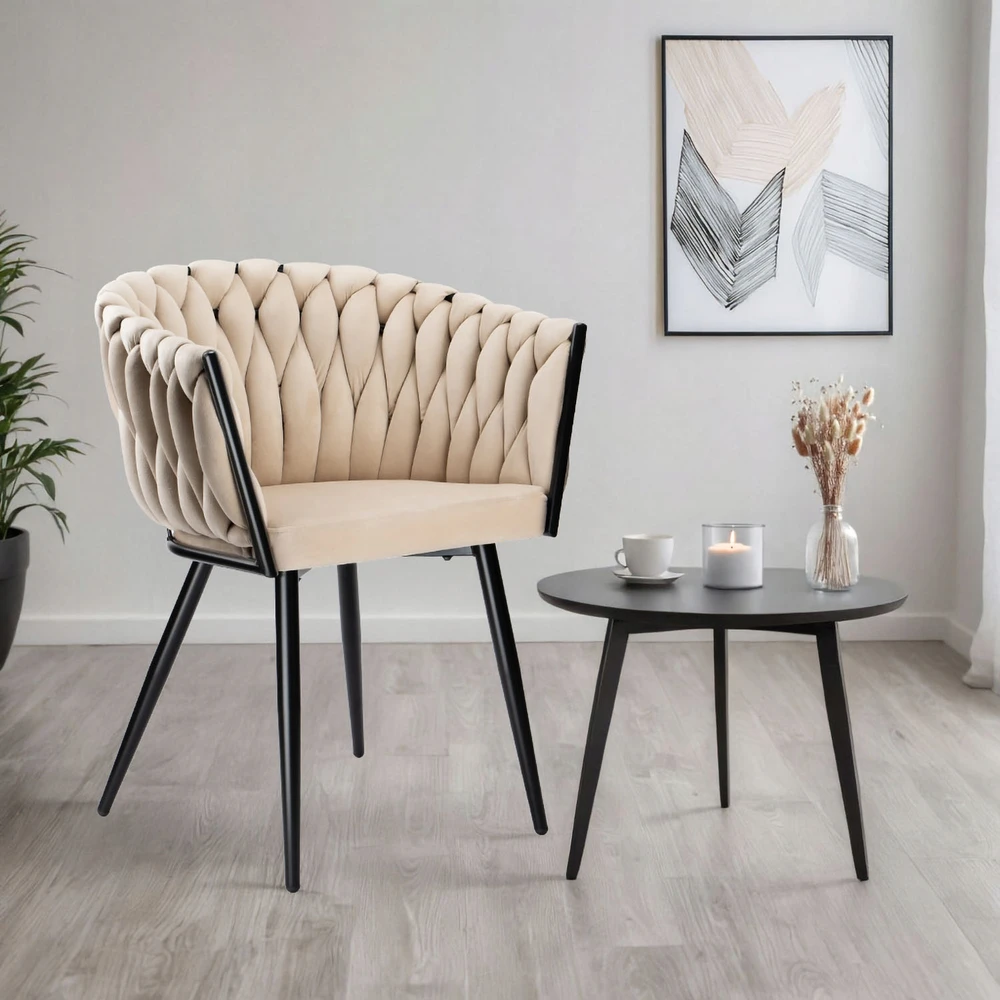 Ehokery Poland Pinta veliūro kėdė COFTON Juodas VELVET beige