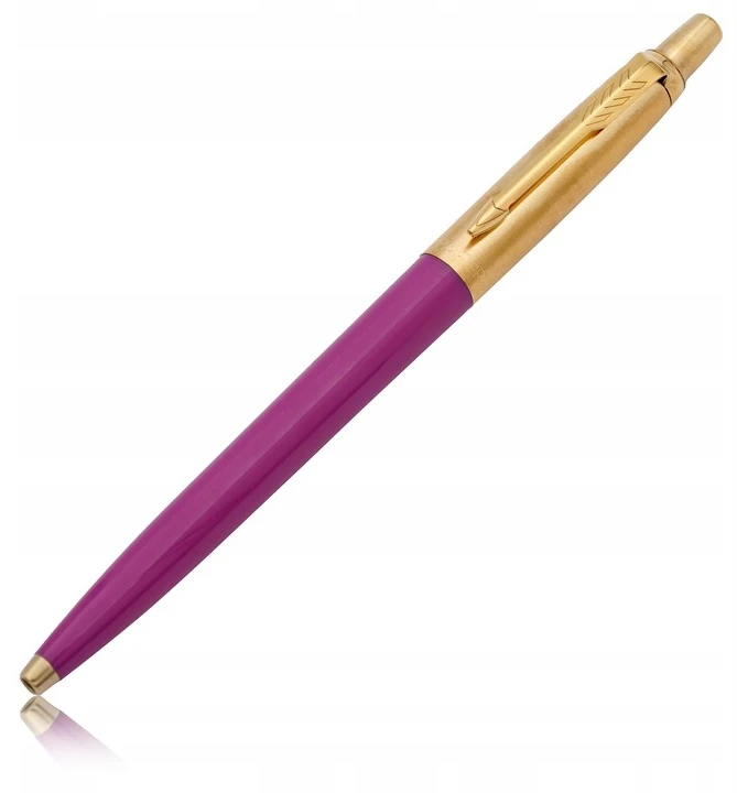 Auksinis Parker Jotter rašiklis su graviravimu - 24 karatų auksas, magenta