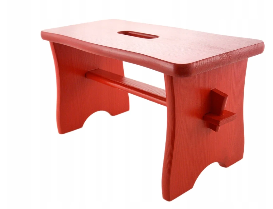 AUKŠTA RAUDONAI DAŽYTA taburetė RYCZKA WOODEN STOOL virtuvės taburetė FSC