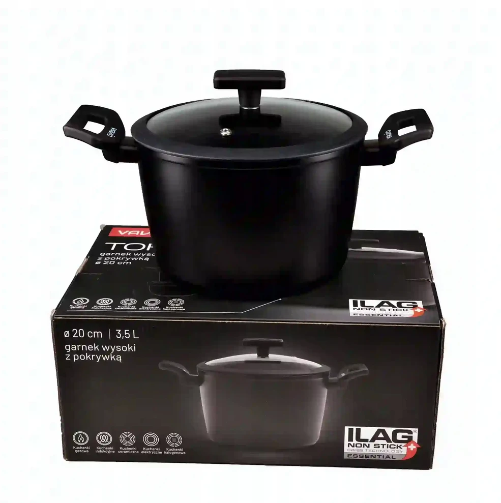 Aukštas juodas puodas su dangčiu VAVIO TOKYO 20 cm - 3,5L