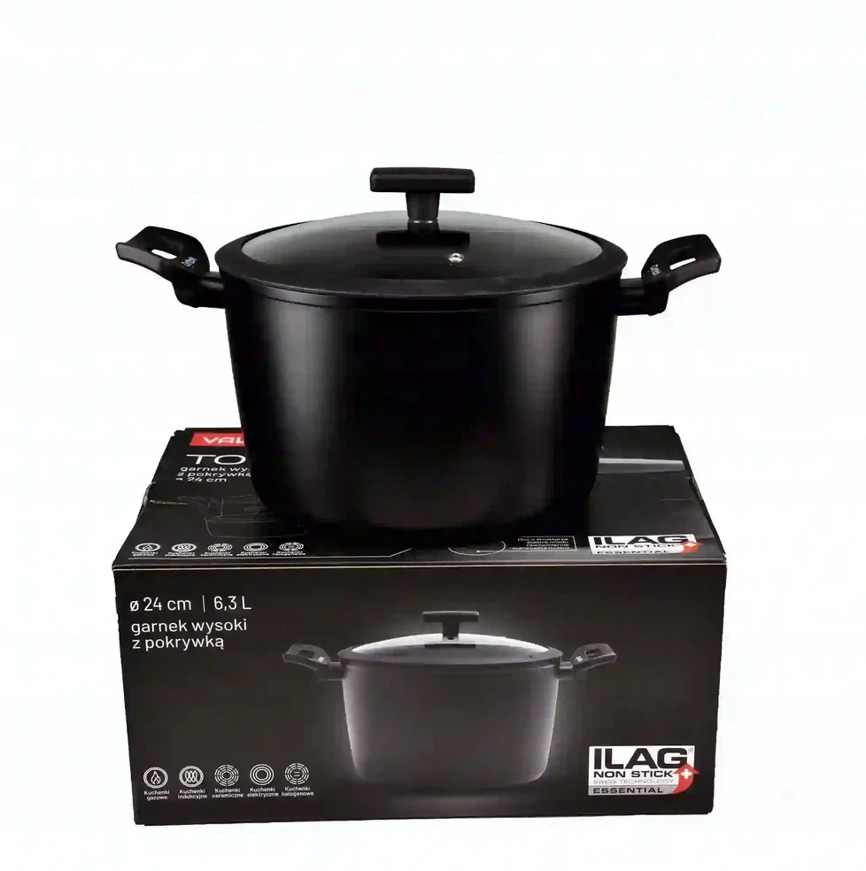 Aukštas juodas puodas su dangteliu VAVIO TOKYO 24 cm - 6,3L