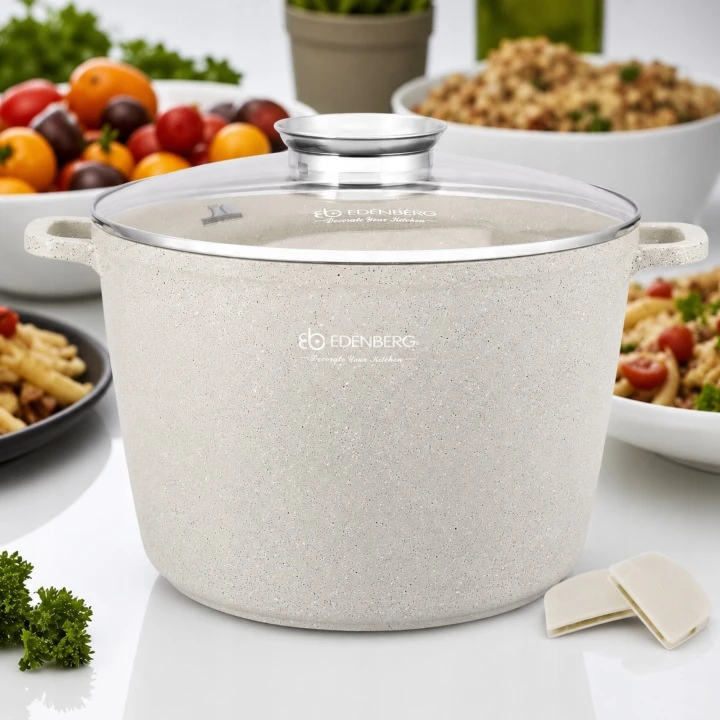 AUKŠTAS PUODAS, MARMURINIS KATIEDAS, SMĖS 6.2L EDENBERG PREMIUM 24cm
