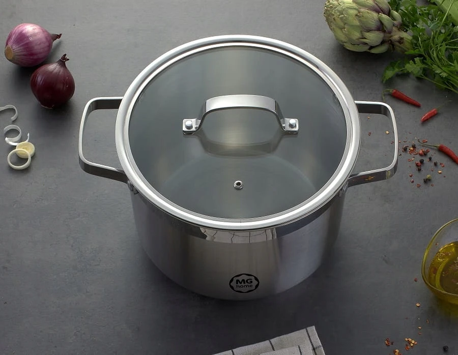 Aukštas puodas su dangčiu, nerūdijančio plieno MG Home Professional, 24 cm, indukcinis