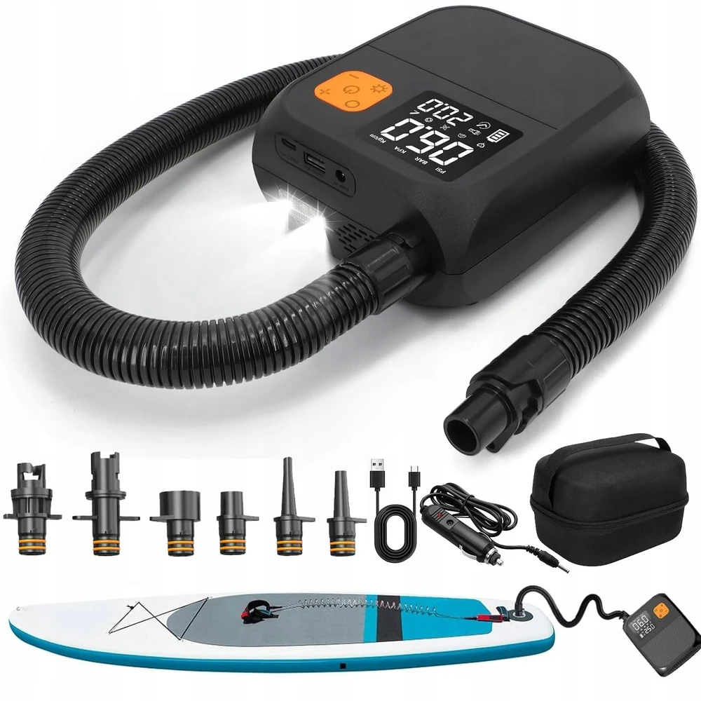 Aukšto slėgio skaitmeninis elektrinis SUP lentos siurblys 25PSI 8000mAh