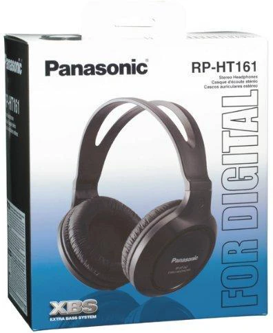 HiFi ir TV ausinės Panasonic RP-HT161 30mm, 2m laidas, juodos