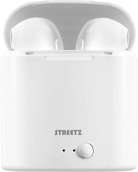 Ausinės STREETZ True Belaidės, 350 mAh su dėžute, BT5 baltos / TWS-0008