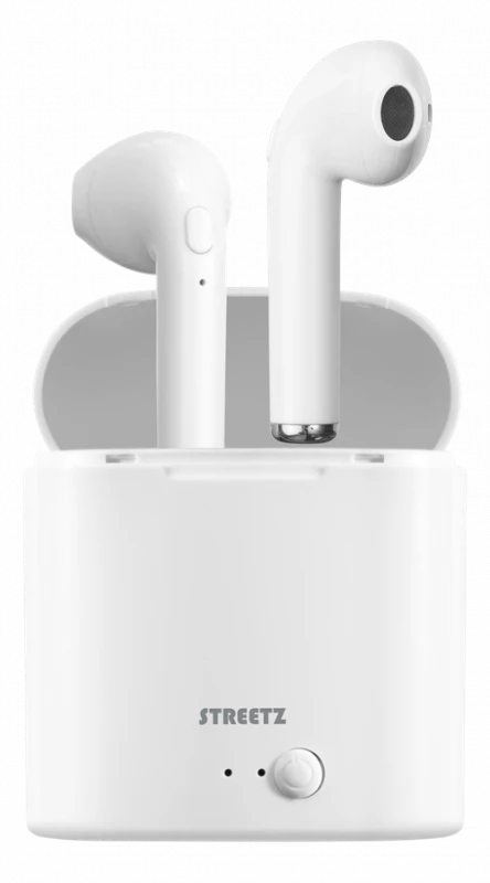 Ausinės STREETZ True Belaidės, 350 mAh su dėžute, BT5 baltos / TWS-0008