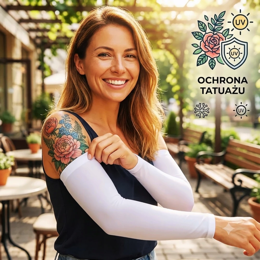 Aušinimo rankovė, 2 vnt., dengianti apsauginę tatuiruotę dviračių riedučiams, balta