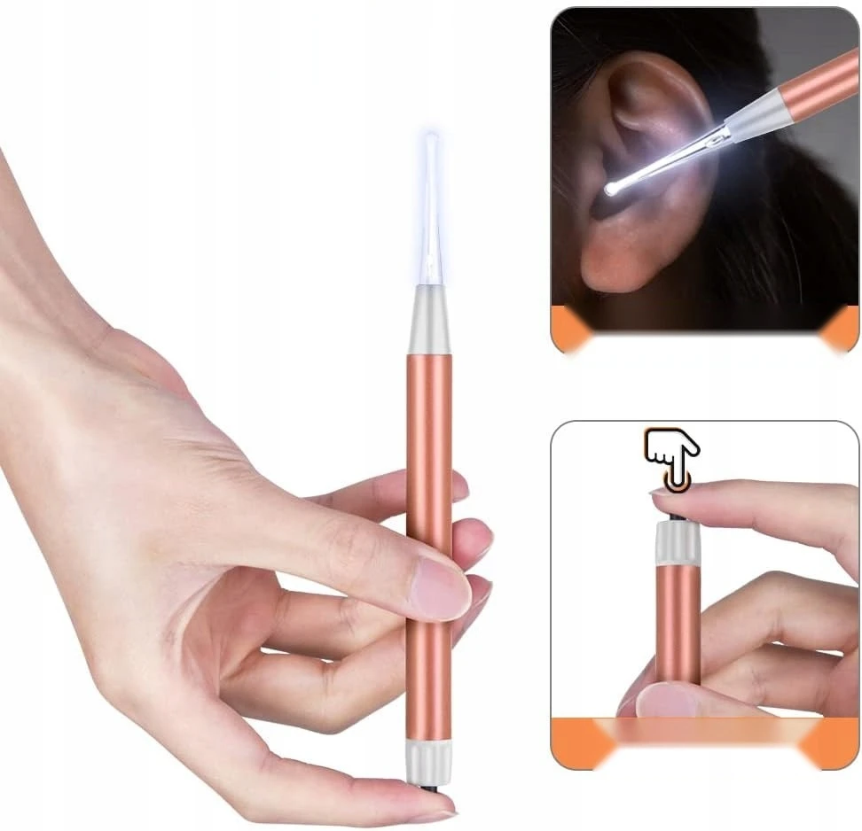 AUSŲ RINKINYS 8 DALYS LED BLYKŠNĖLIS DIDINANTIS PATOGI HIGIENA ILGA
