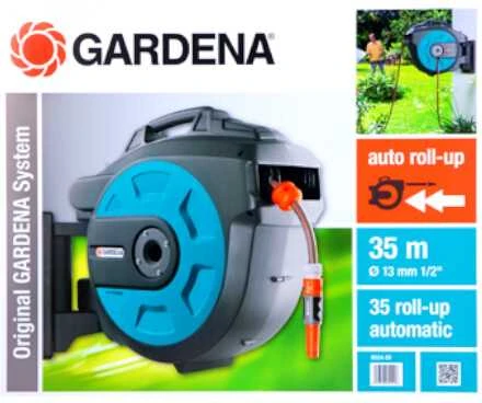 Gardena Ritė su žarna ir purkštuvu tvirtinama pri sienos RollUp XL 35m, mėlyna/pilka