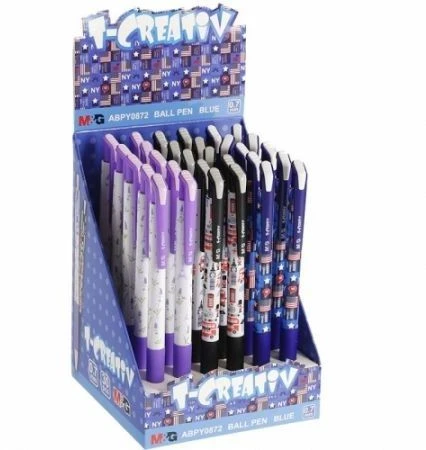 Automatinis mėlynas rašiklis M&g, 0.7mm