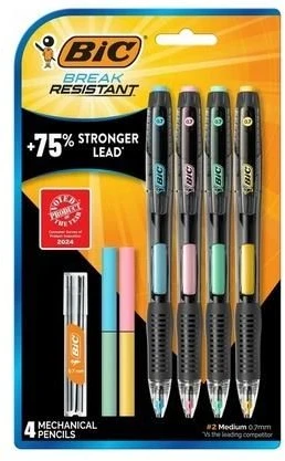 Automatinis pieštukas Bic 0.7mm su papildymais ir trintuku