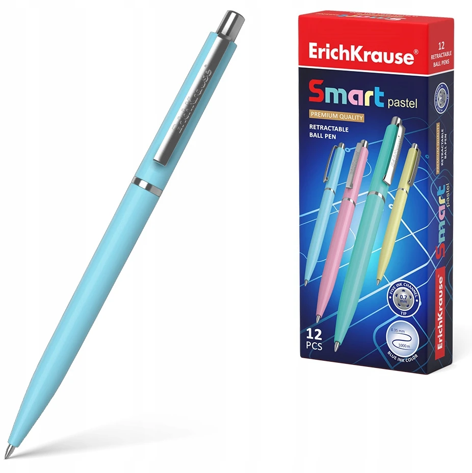 Automatinis tušinukas Smart Pastel, ErichKrause, 0.7mm, mėlynos sp.