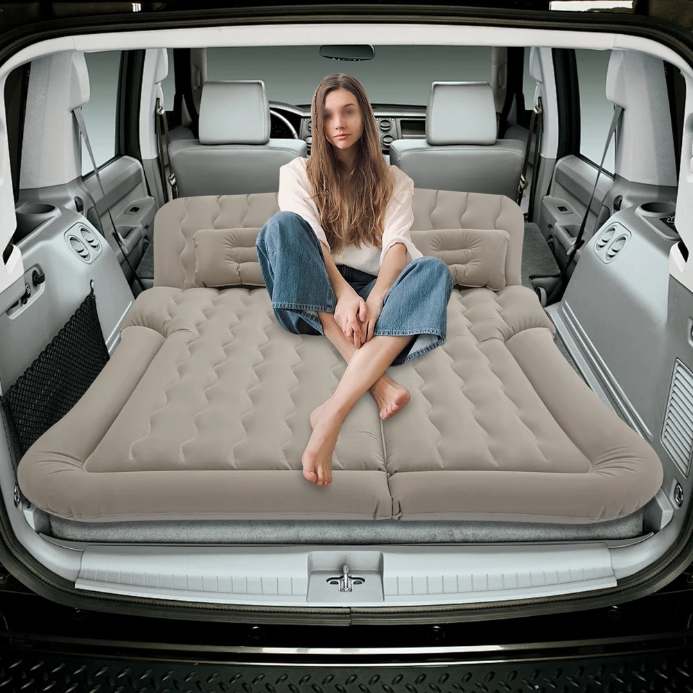 AUTOMOBILINIS PUIMUČIŪNIS SUV pripučiama kempinginė LOVA PILKA SU ORO SIurblys