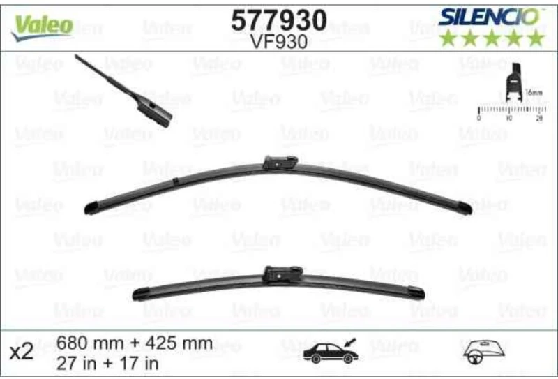 Valeo Valytuvų šepetėliai MERCEDES-BENZ A-CLASS (W176) A1768204300 A1778209800