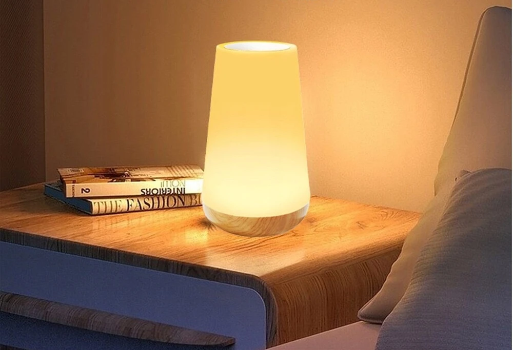 Auxmir Miegamojo naktinė lempa belaidė jutiklinė LED pritemdoma RGB šviesa