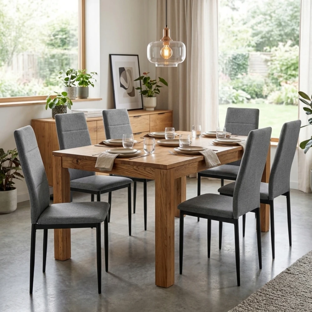 Av0Cado 4 pilkų svetainės valgomojo kėdžių rinkinys, aukštas, elegantiškas, tvirtas