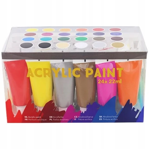 Avec Akriliniai Dažai 24 Spalvos Po 22 Ml Didelis Plastikinių Priemonių Rinkinys 581
