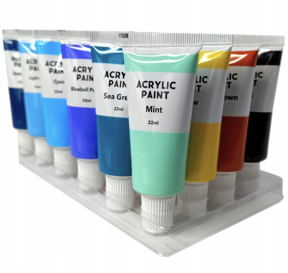 Avec AKRILINIAI DAŽAI DIDELIS AKRILINIŲ DAŽŲ RINKINYS 24x22ml METALLIKAI BALTI DAŽAI