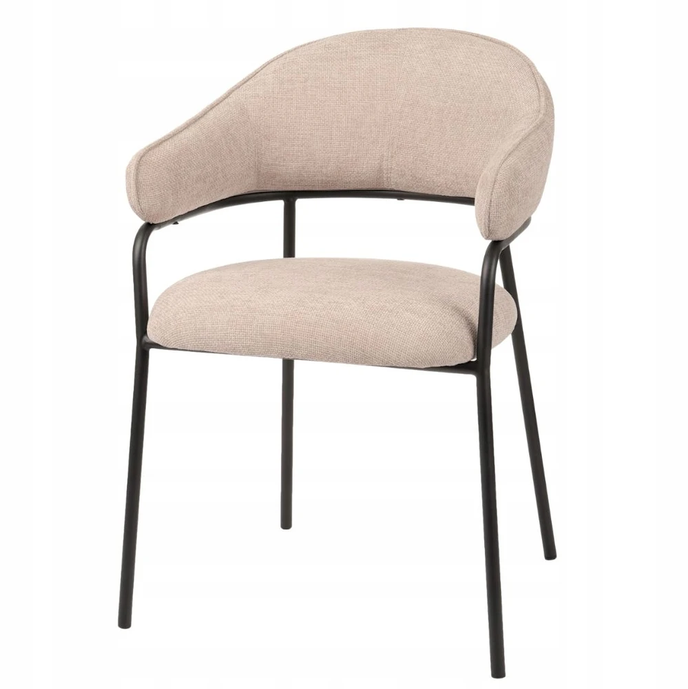Avida Design Bianca minkšta valgomojo kėdė Loft Living Room, smėlio spalvos porankiai
