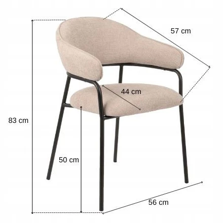 Avida Design Bianca minkšta valgomojo kėdė lofto svetainei, pilki porankiai