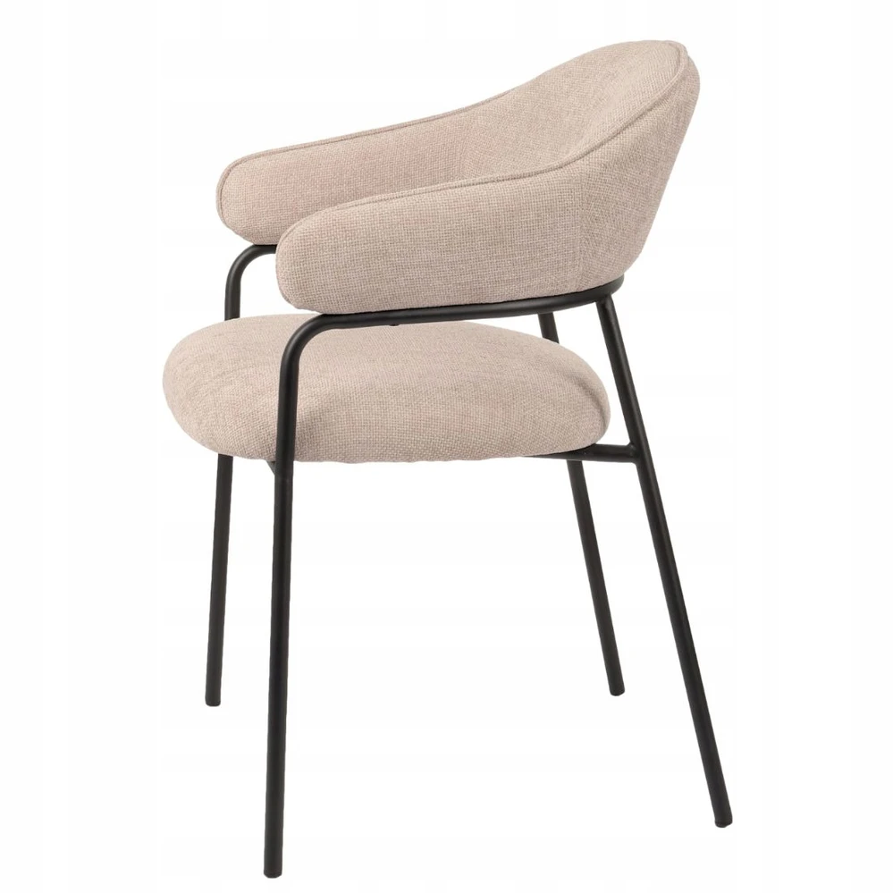 Avida Design Bianca minkšta valgomojo kėdė Loft Living Room, smėlio spalvos porankiai