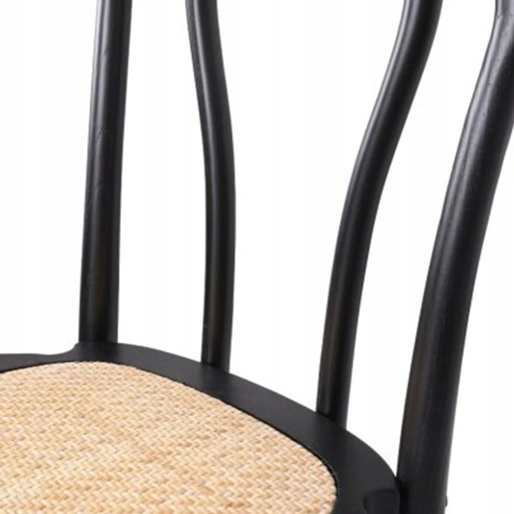 Avida Design Borgo Juodas Natural Rattan medinė kėdė Vintage Retro svetainės terasa