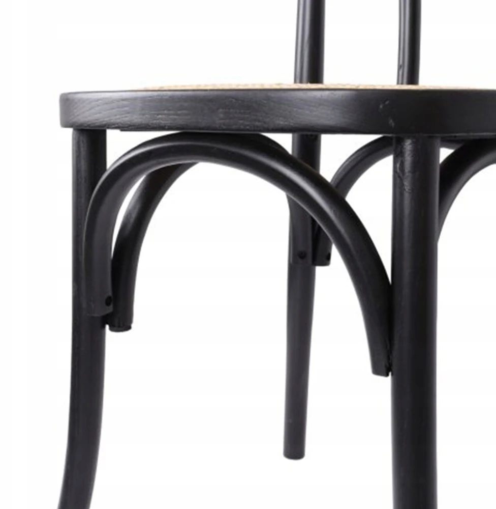 Avida Design Borgo Juodas Natural Rattan medinė kėdė Vintage Retro svetainės terasa