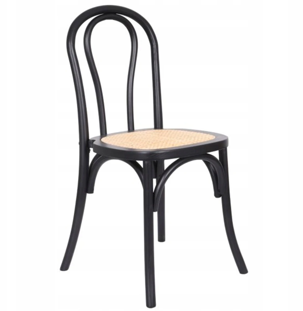Avida Design Borgo Juodas Natural Rattan medinė kėdė Vintage Retro svetainės terasa