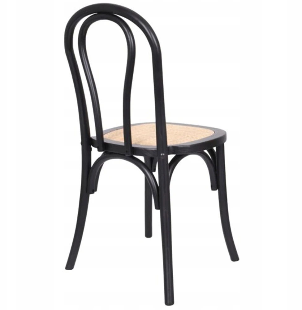 Avida Design Borgo Juodas Natural Rattan medinė kėdė Vintage Retro svetainės terasa
