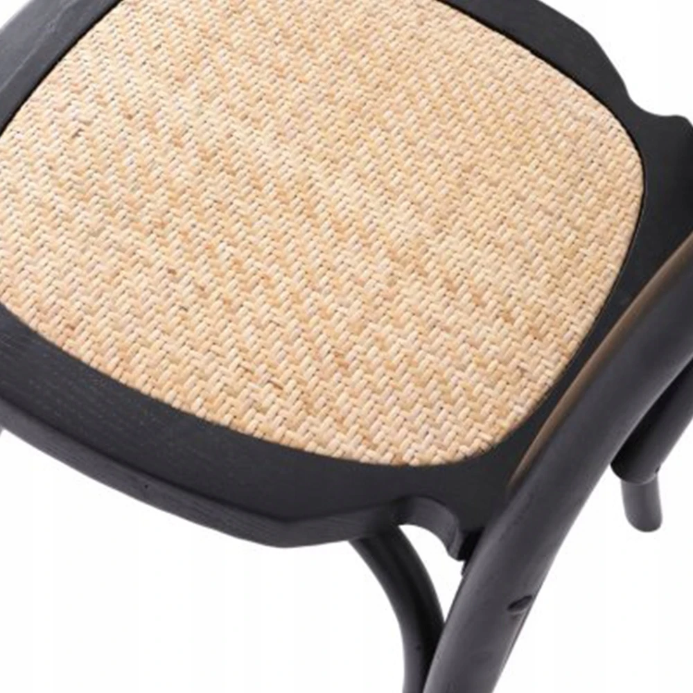Avida Design Borgo Juodas Natural Rattan medinė kėdė Vintage Retro svetainės terasa
