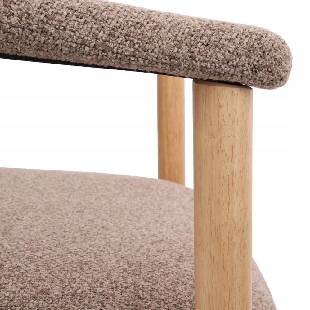 Avida Design Medinė guminė kėdė, minkšta Boucle Brown EDDA, ​​valgomasis, virtuvė