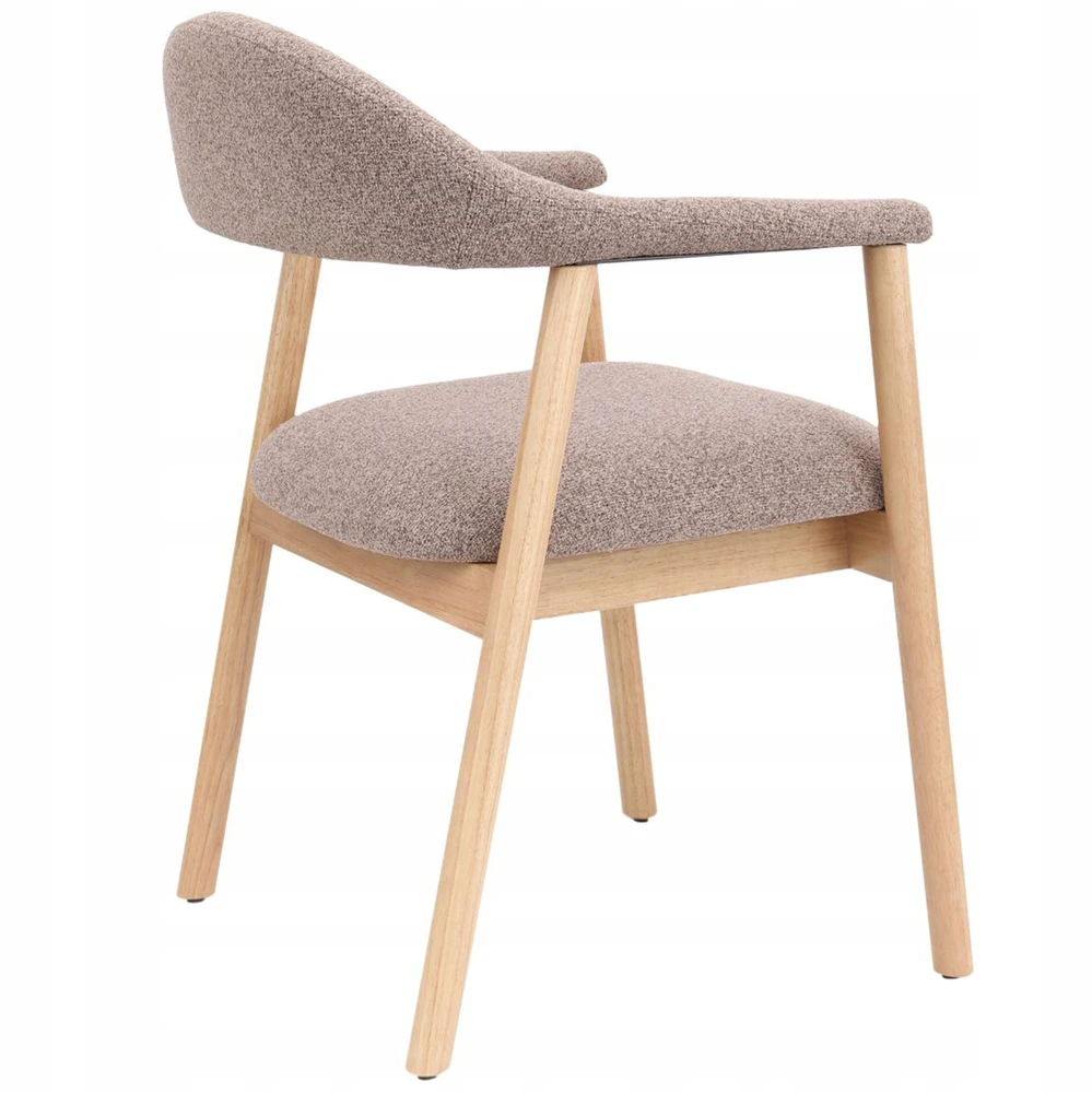 Avida Design Medinė guminė kėdė, minkšta Boucle Brown EDDA, ​​valgomasis, virtuvė