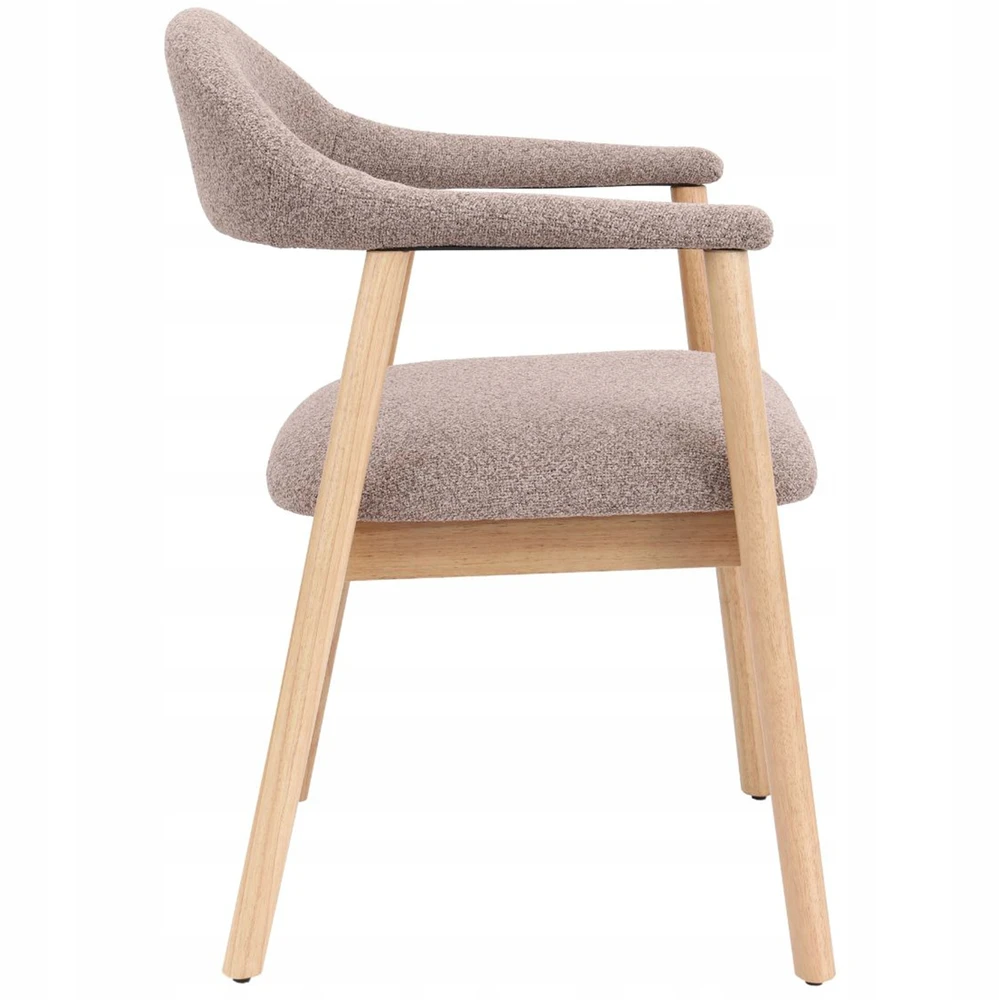 Avida Design Medinė guminė kėdė, minkšta Boucle Brown EDDA, ​​valgomasis, virtuvė