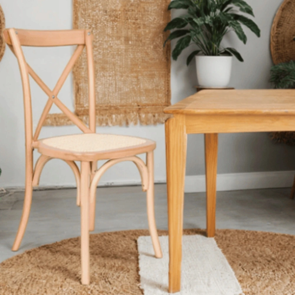 Avida Design Medinė kėdė Solido Natural Rattan Natural Boho Svetainė Balkonas Terasa