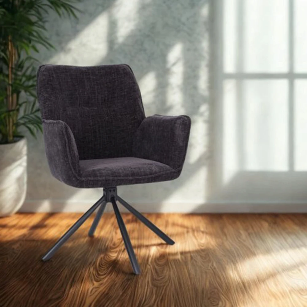Avida Design Minkšta LOZANO juoda pasukama kėdė Home Office svetainės valgomajam