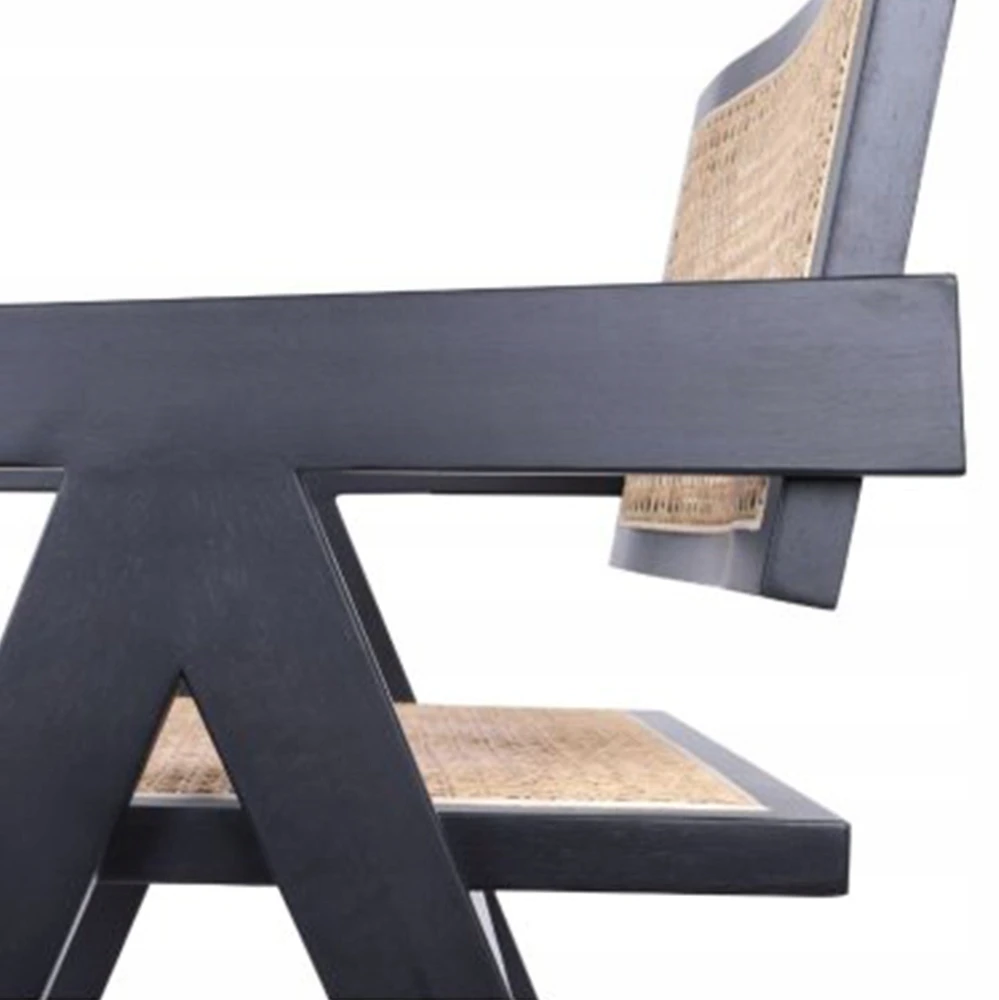 Avida Design Stella Juodas Rattan medinė kėdė Natūrali svetainė Valgomasis Vintage